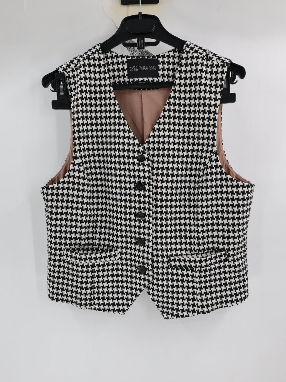 Wildfang Vest Women Medium The Empower Houndstooth V Neck preppy gilet waistcoat